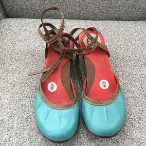 Fly London teal strapping kitten heels size 9/39